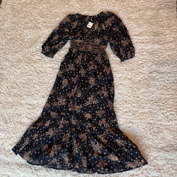 NWT Free People Golden Hour Maxi Dress Black XS - Picture 1 of 5
